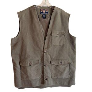 Duluth Men's Vest Size XL Tall Olive Green Cotton Felt Button Front Lined